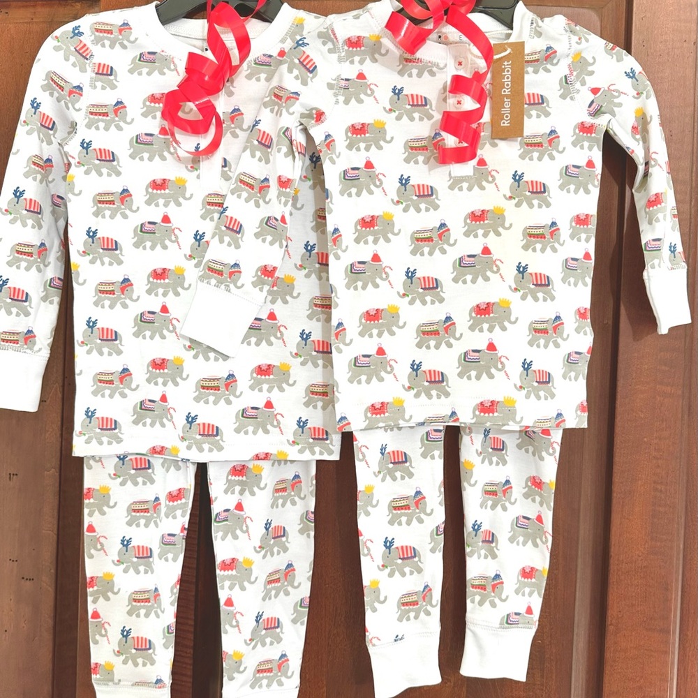 Roller Rabbit, infant, unisex, holiday, Christmas elephant pajamas